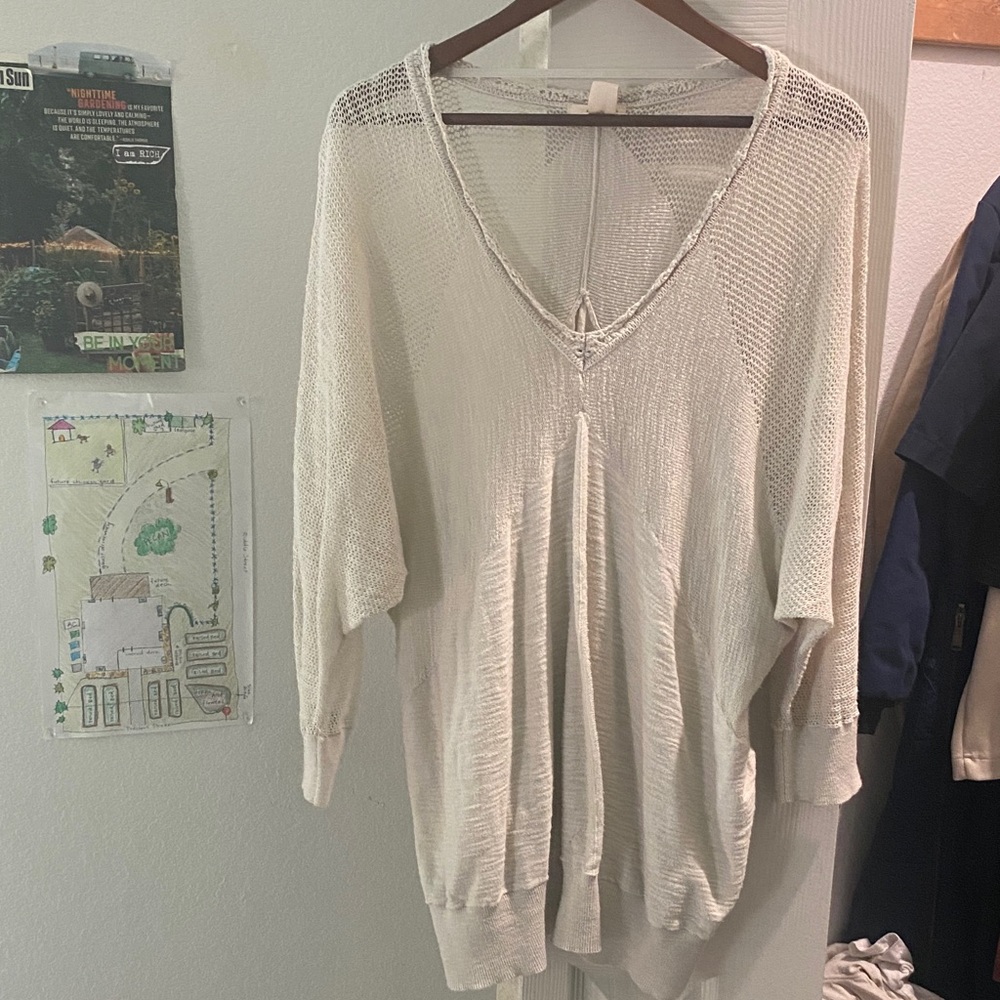 DKNY Oversized Tunic Cream Sweater